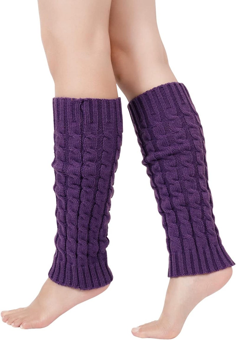 Junely Leg Warmers for Women 80s Cable Knit Leg Warmer for Ballet Dance Figure Skating Yoga Party Junior Neon Long Socks - Image 1